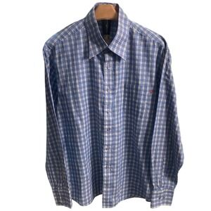 Hugo Boss Orange Label Mens‎ XL Blue Plaid Long Sleeve Button Down Cotton Shirt